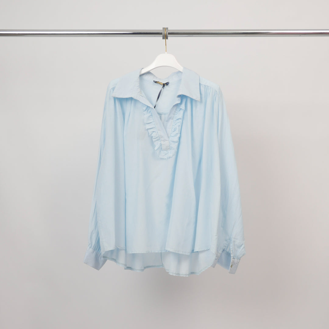 Open collar shirt with ruffle – DB14798 