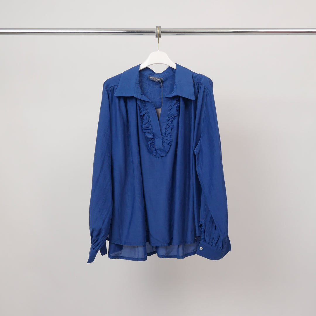 Open collar shirt with ruffle – DB14798 