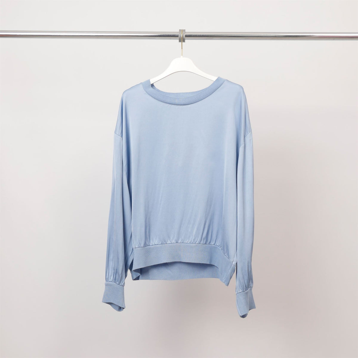 Round neck viscose blouse – ribbed edges – db13993vs