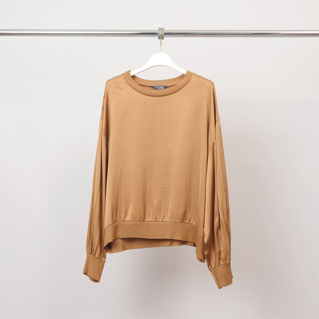 Round neck viscose blouse – Ribbed edges – DB13993VS