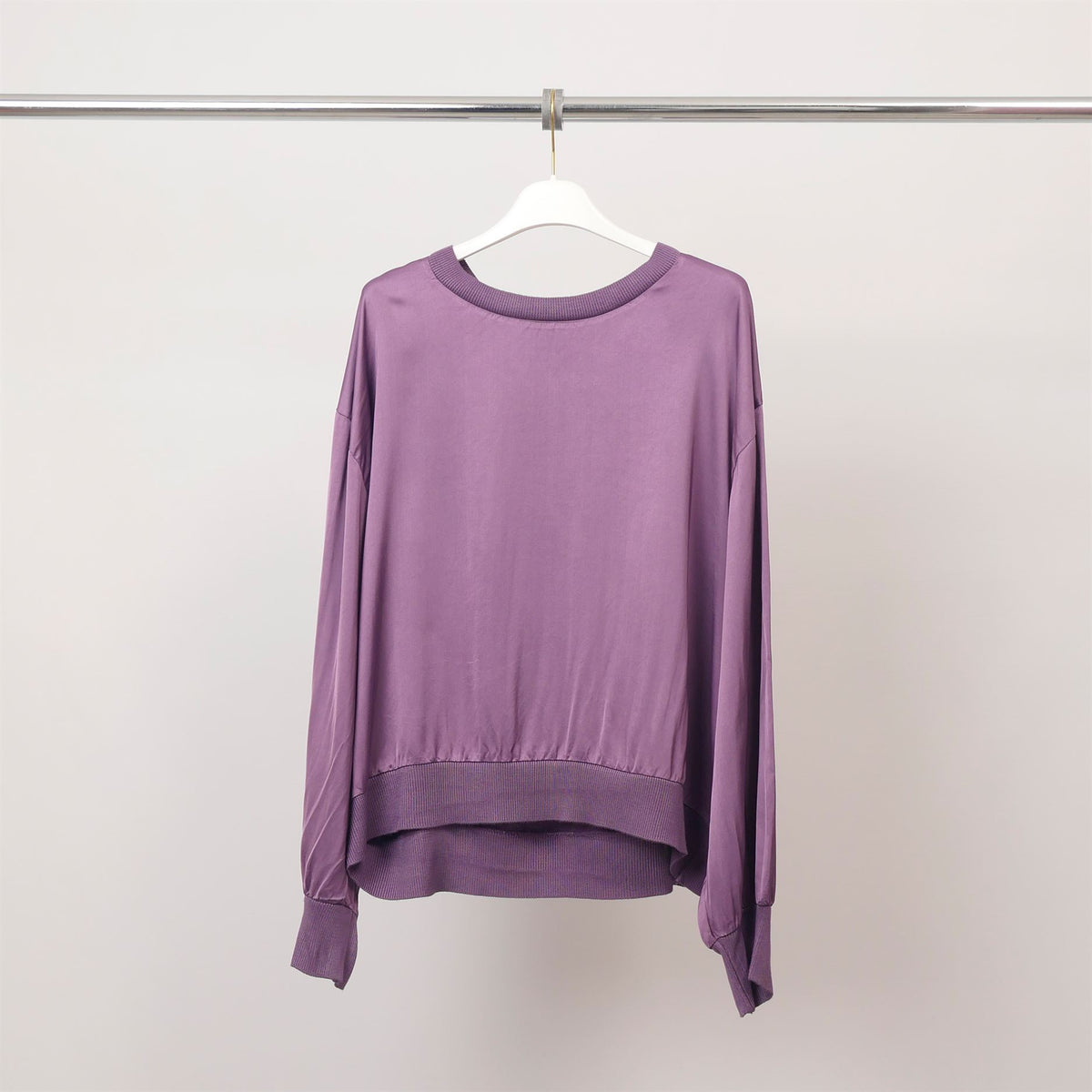 Round neck viscose blouse – ribbed edges – db13993vs