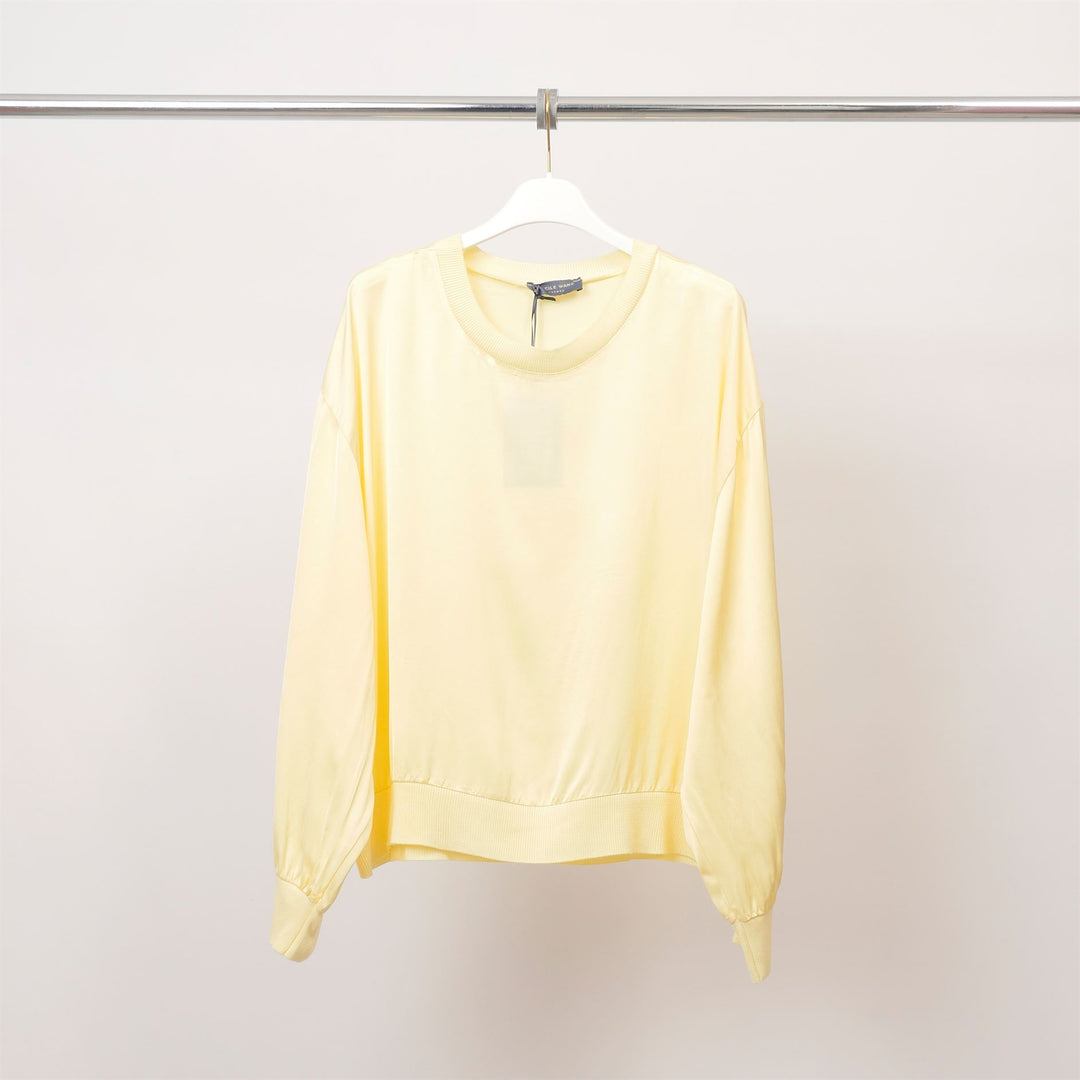 Round neck viscose blouse – Ribbed edges – DB13993VS