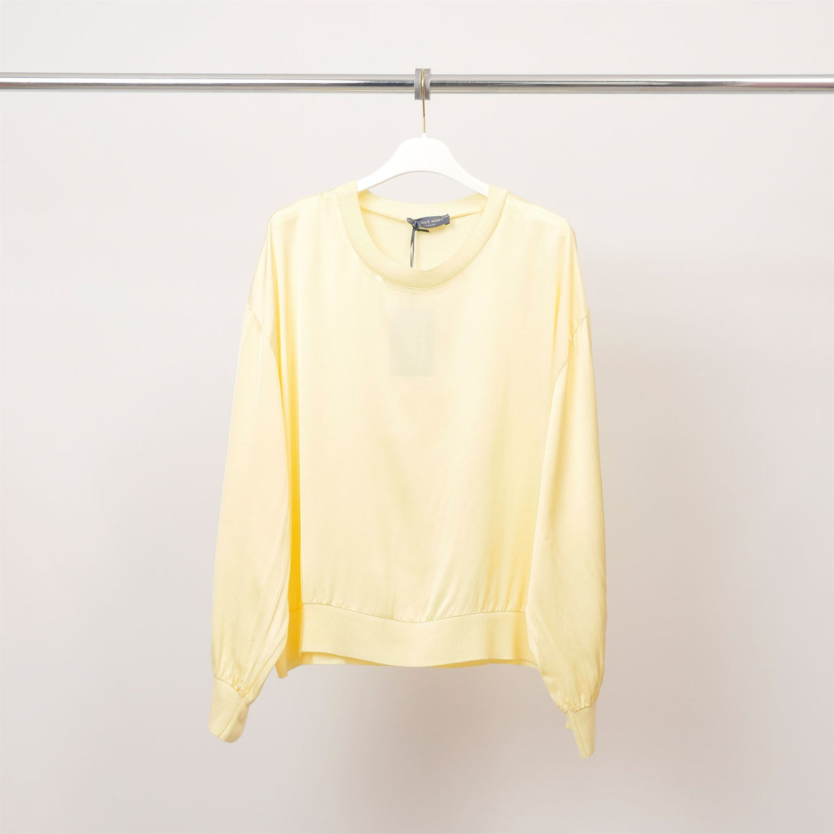 Round neck viscose blouse – ribbed edges – db13993vs