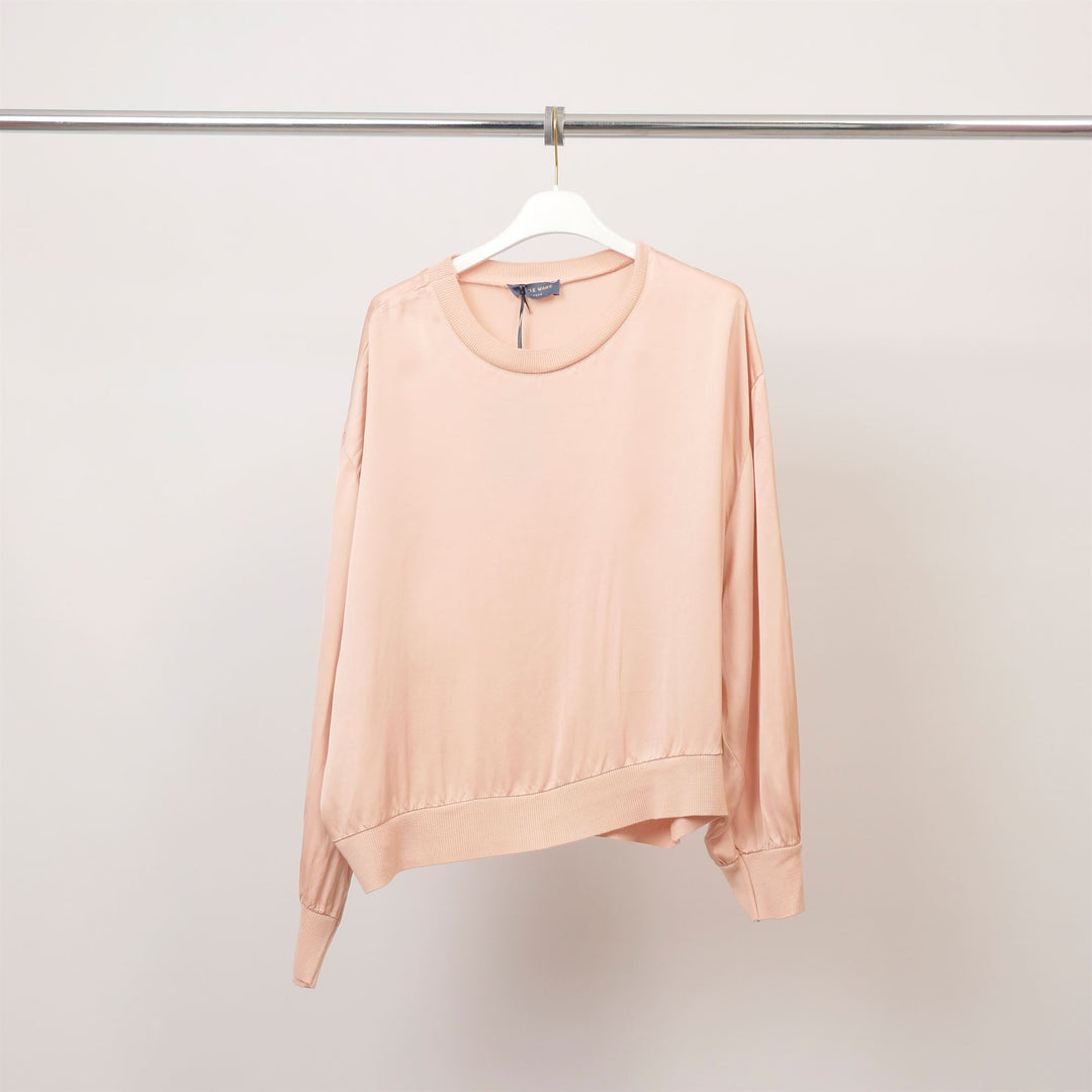 Round neck viscose blouse – Ribbed edges – DB13993VS