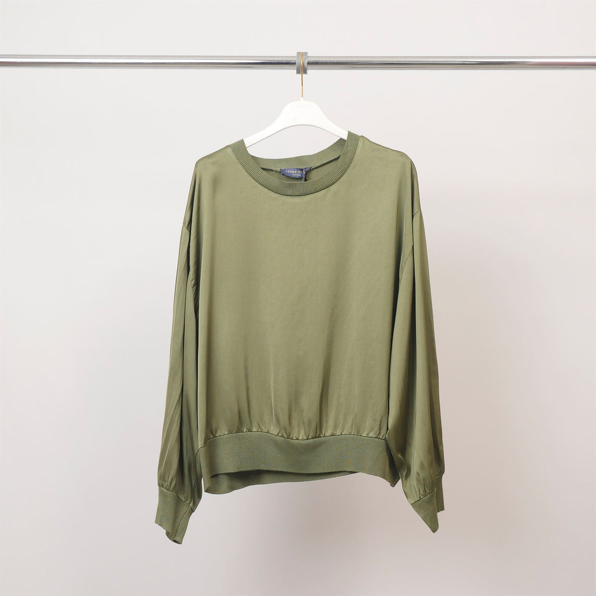 Round neck viscose blouse – ribbed edges – db13993vs