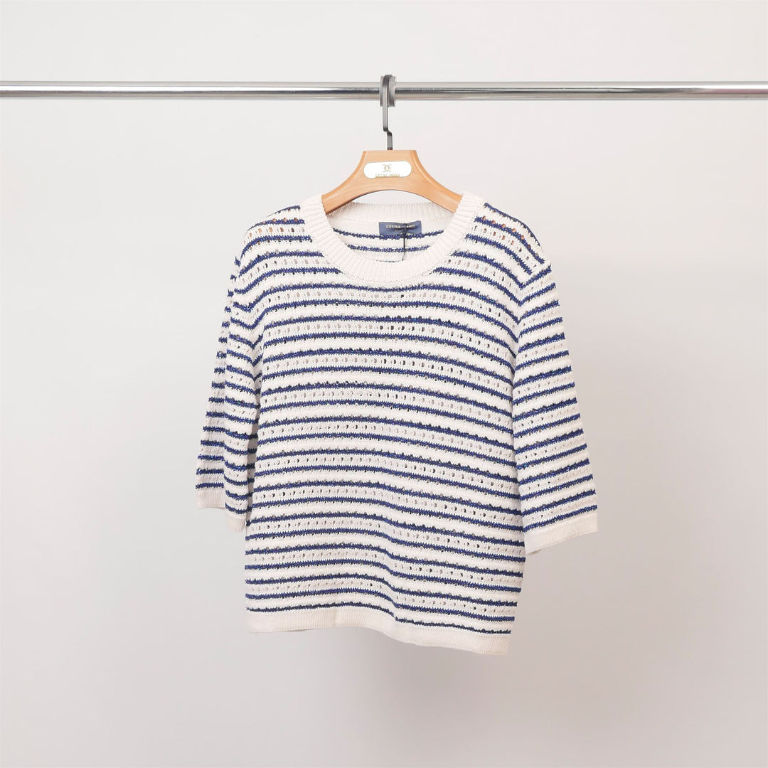 Short-sleeved striped knit sweater – CA9633