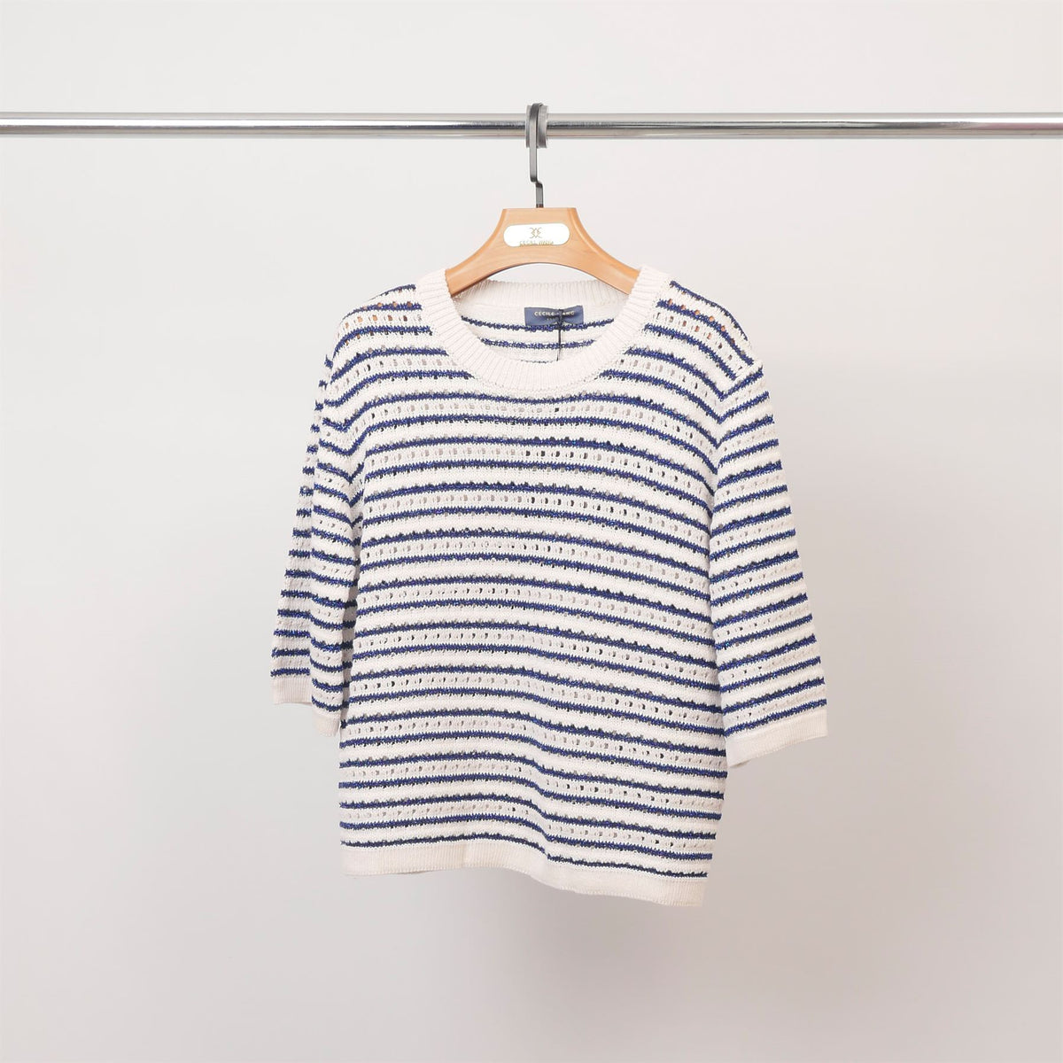 Short sleeved striped knit sweater – ca9633