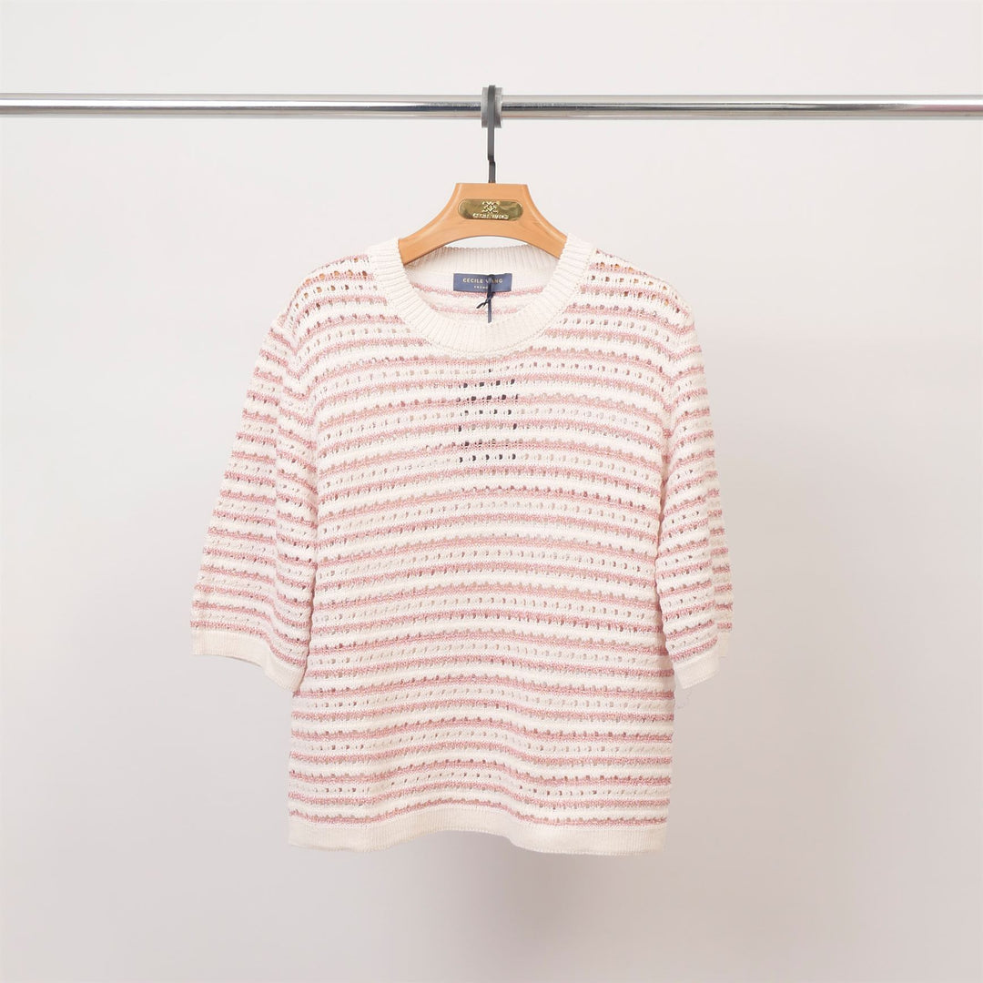 Short-sleeved striped knit sweater – CA9633