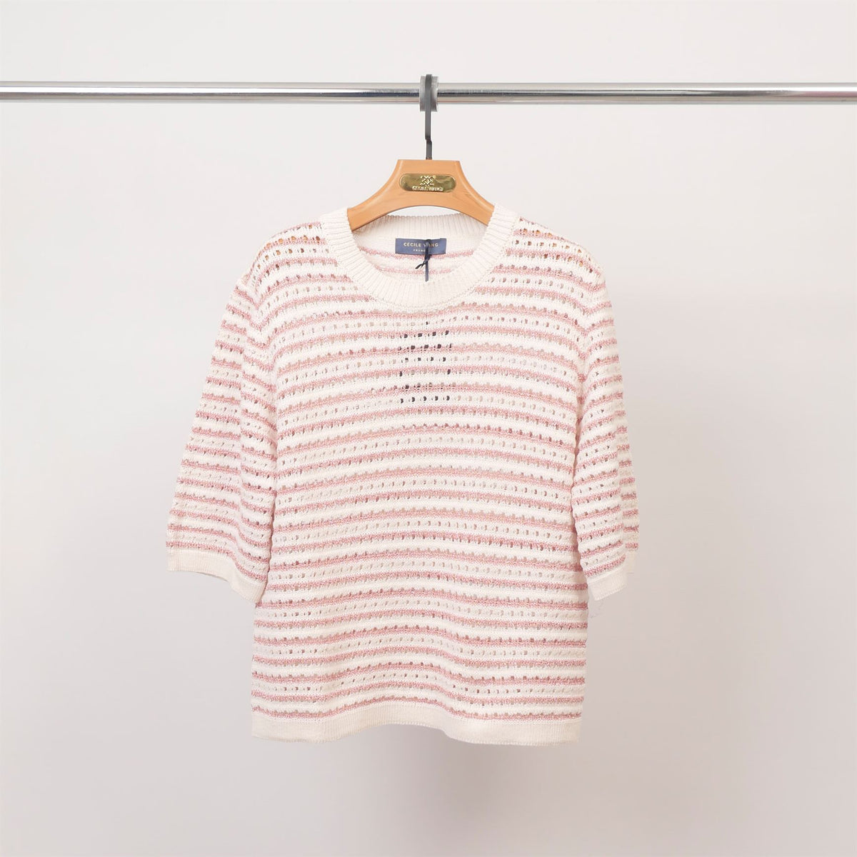 Short sleeved striped knit sweater – ca9633