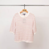 Pull en maille rayée manches courtes – CA9633