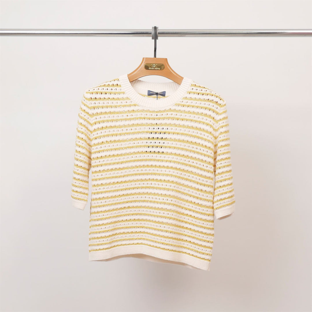 Short-sleeved striped knit sweater – CA9633