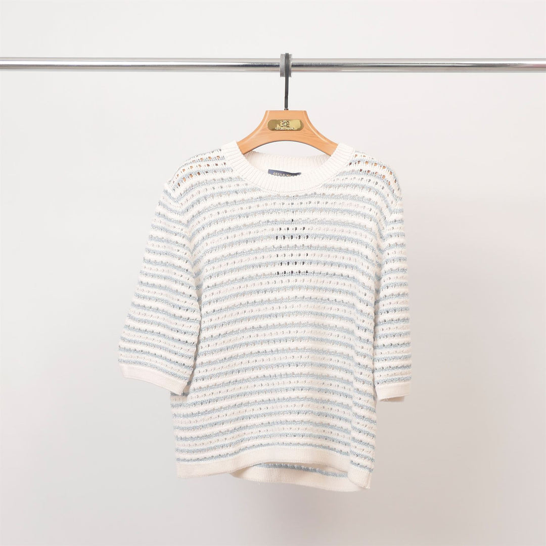 Short-sleeved striped knit sweater – CA9633