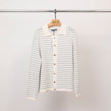 Cardigan en maille rayée col polo – Boutonné – CA9767