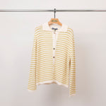 Load image into Gallery viewer, Striped knit polo collar cardigan – Buttoned – CA9767
