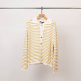 Cardigan en maille rayée col polo – Boutonné – CA9767