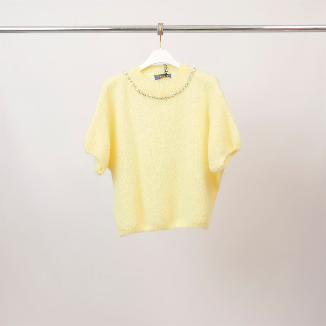 Round Neck Mohair Sweater with Rhinestones MCL24123