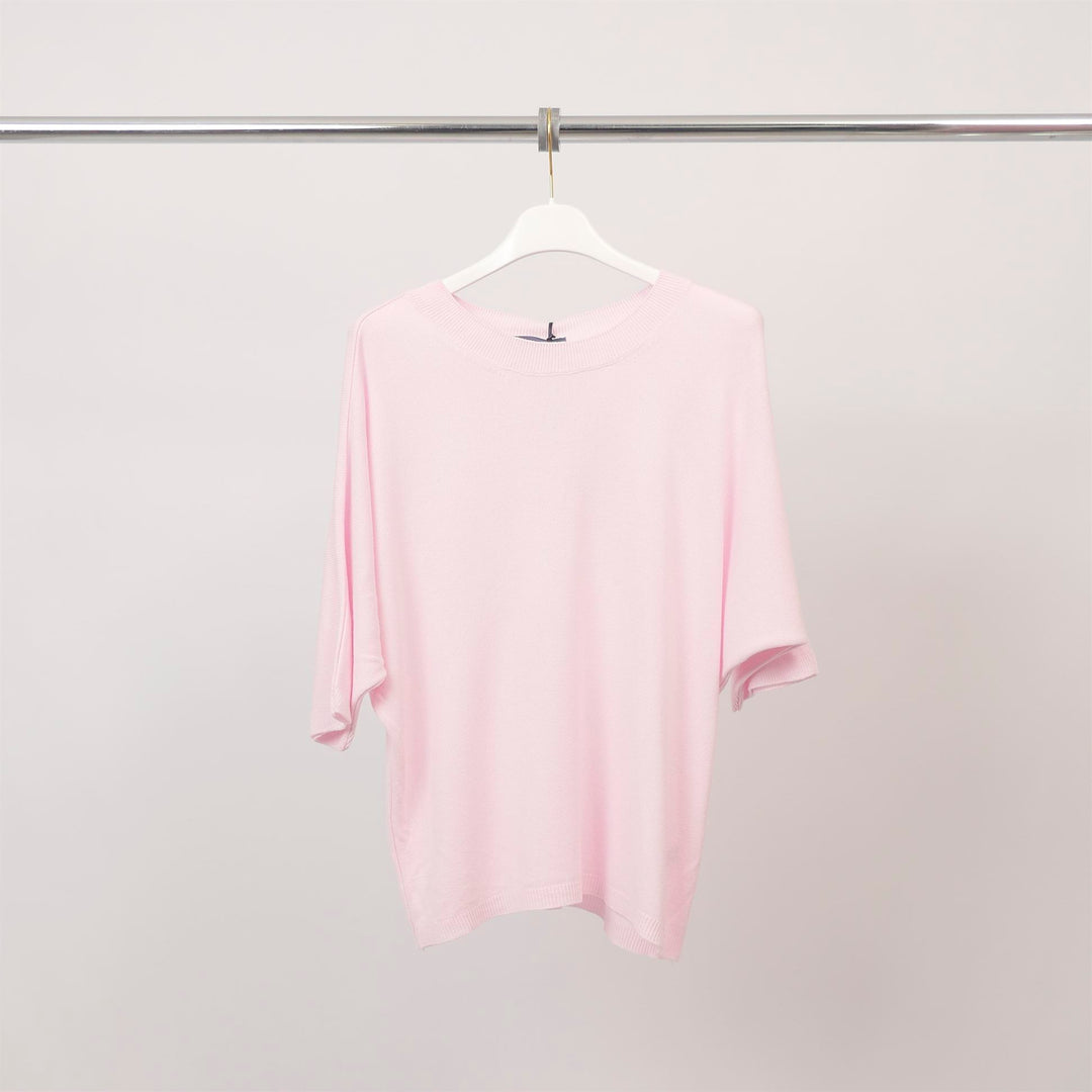 Short-sleeved pastel round neck sweater ca10879