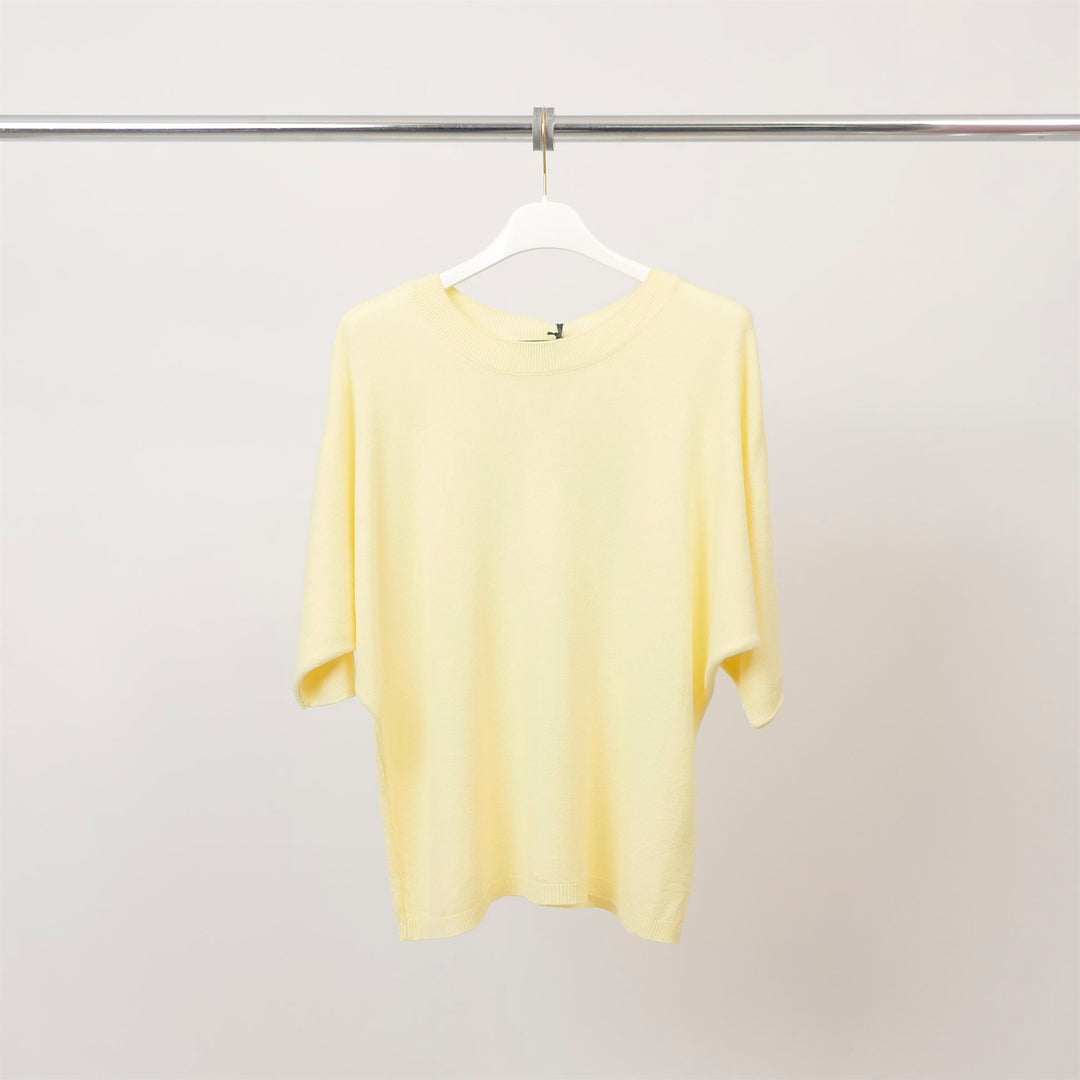 Short-sleeved pastel round neck sweater ca10879