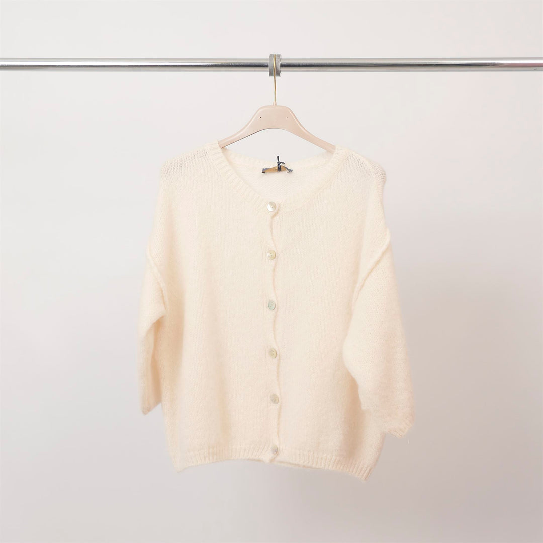 Short-sleeved, soft knit button-down cardigan – PJ25090