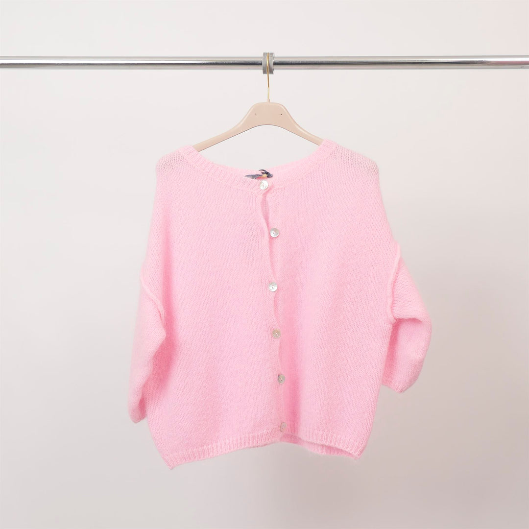 Short-sleeved, soft knit button-down cardigan – PJ25090