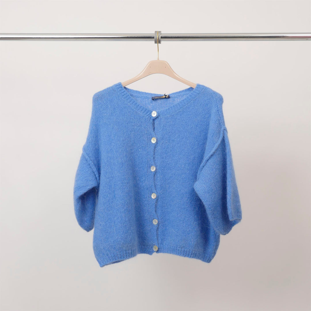 Short-sleeved, soft knit button-down cardigan – PJ25090