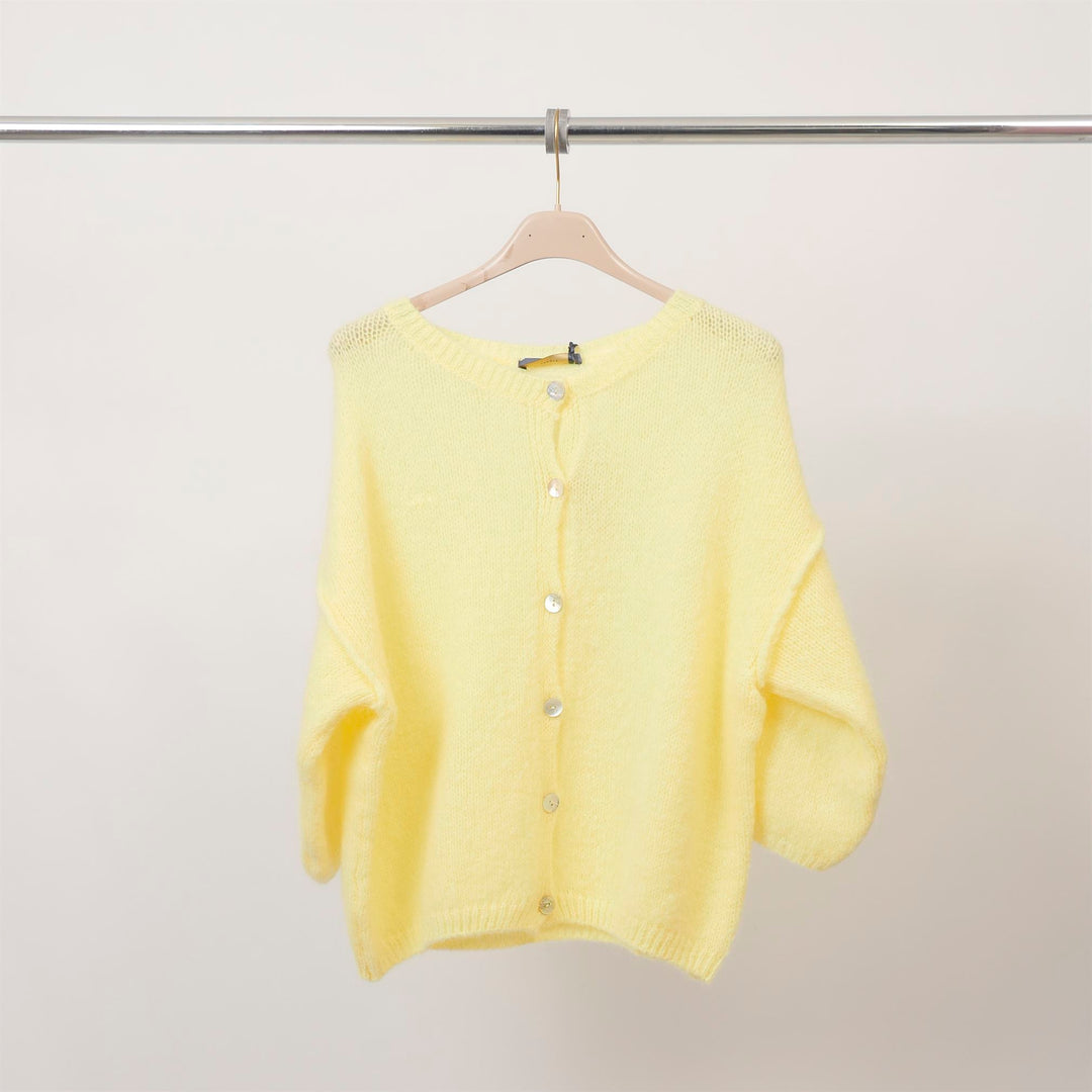 Short-sleeved, soft knit button-down cardigan – PJ25090