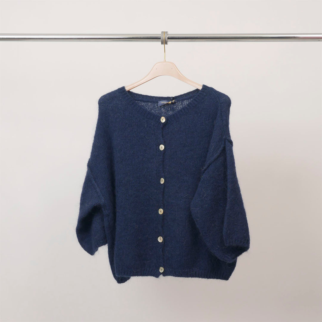 Short-sleeved, soft knit button-down cardigan – PJ25090