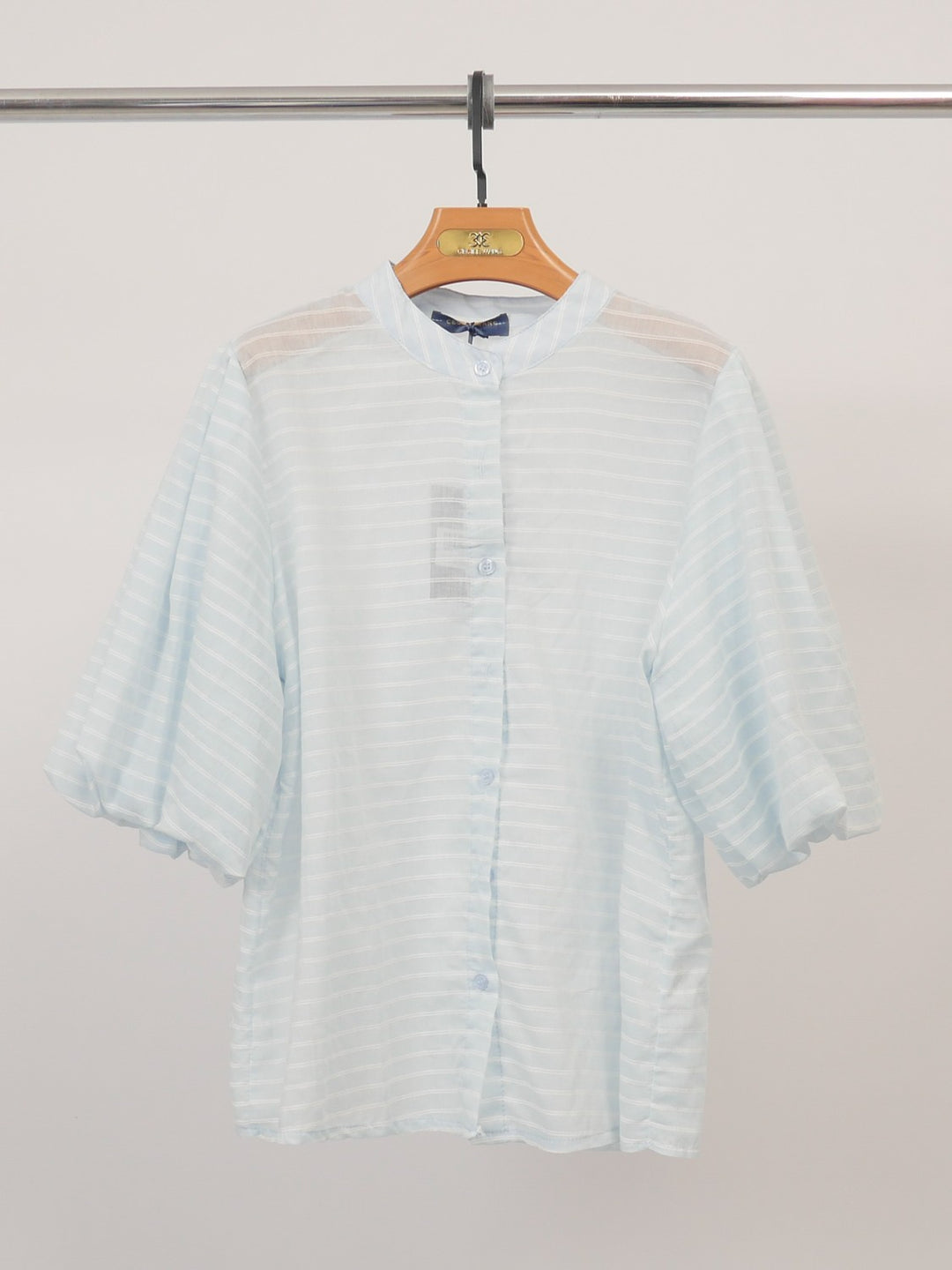 Chemise rayée manches bouffantes col officier SSC80555