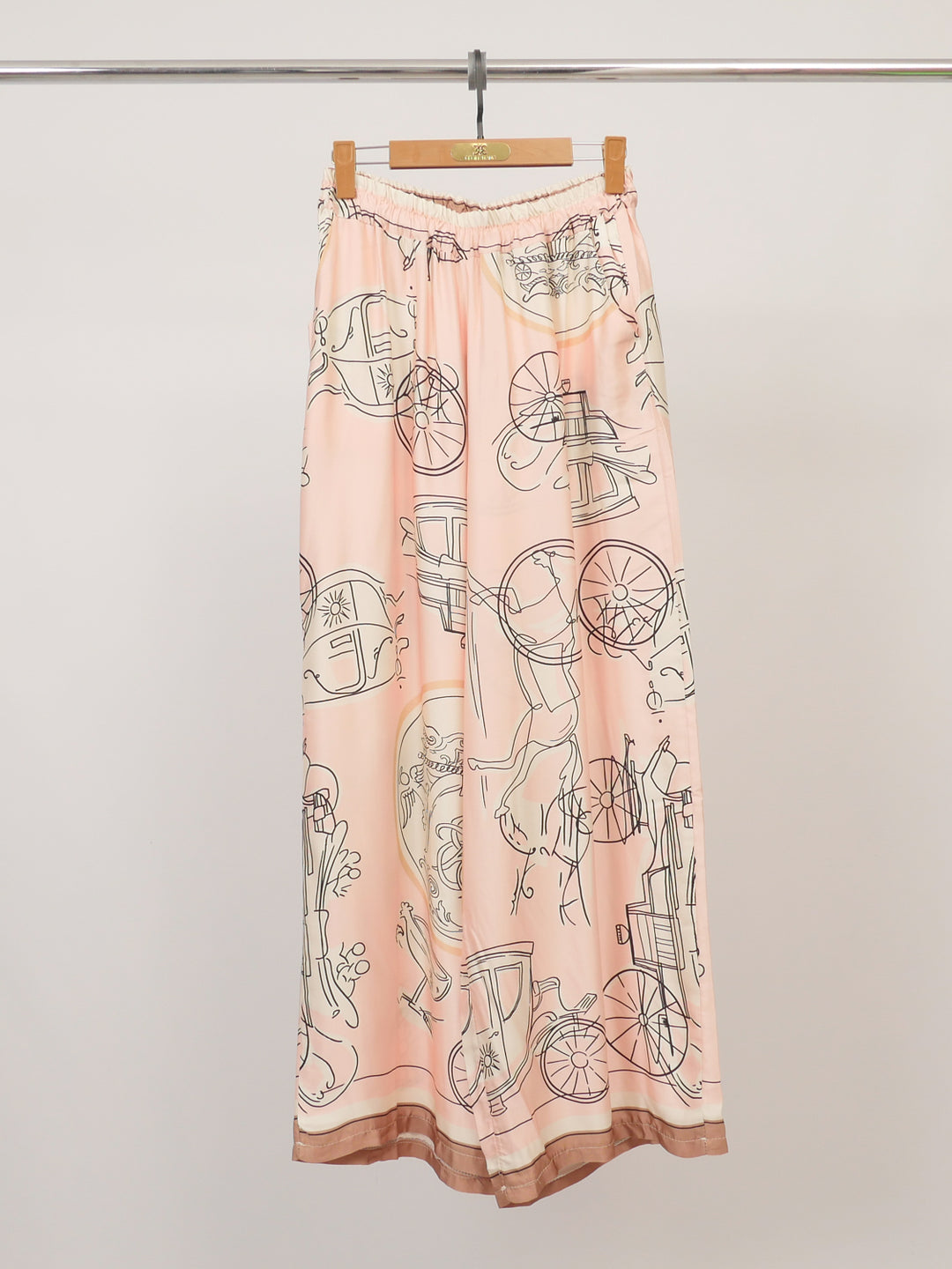 Satin printed wide-leg trousers KD6637VS-35