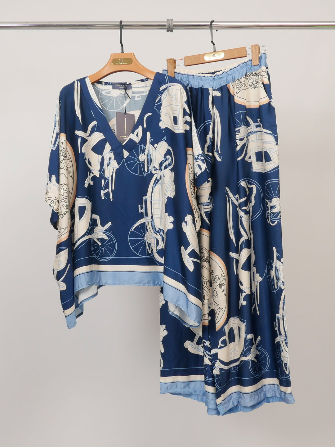 Satin printed wide-leg trousers KD6637VS-35