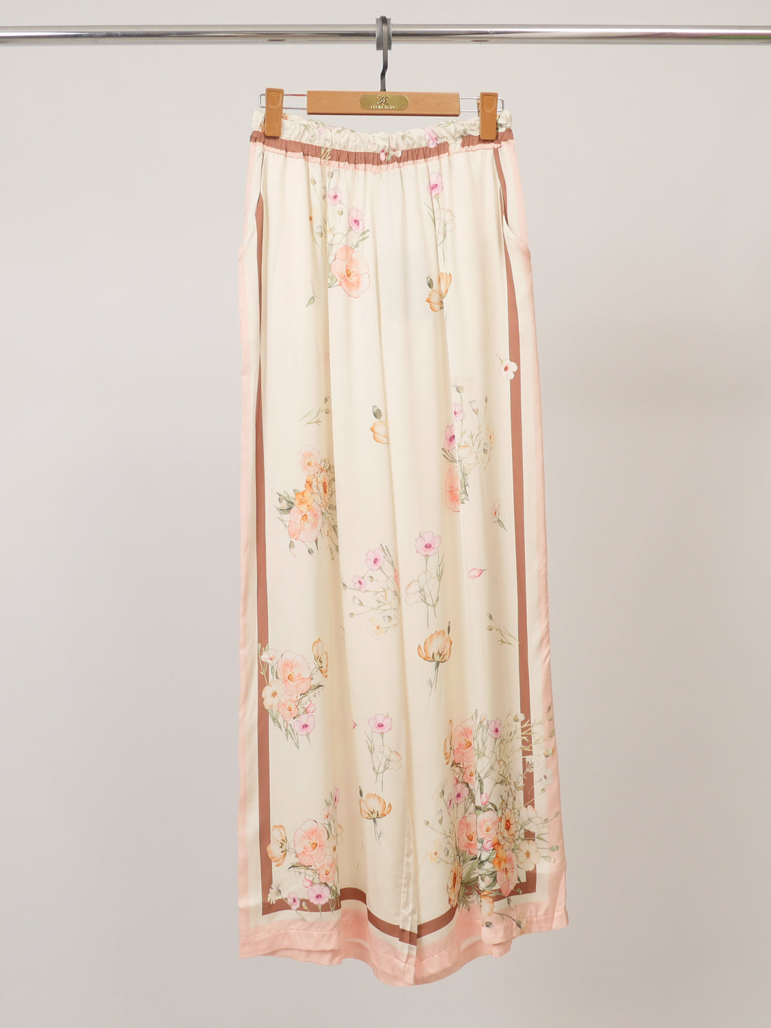 Pantalon ample satiné imprimé floral fluide kd9099vs 6