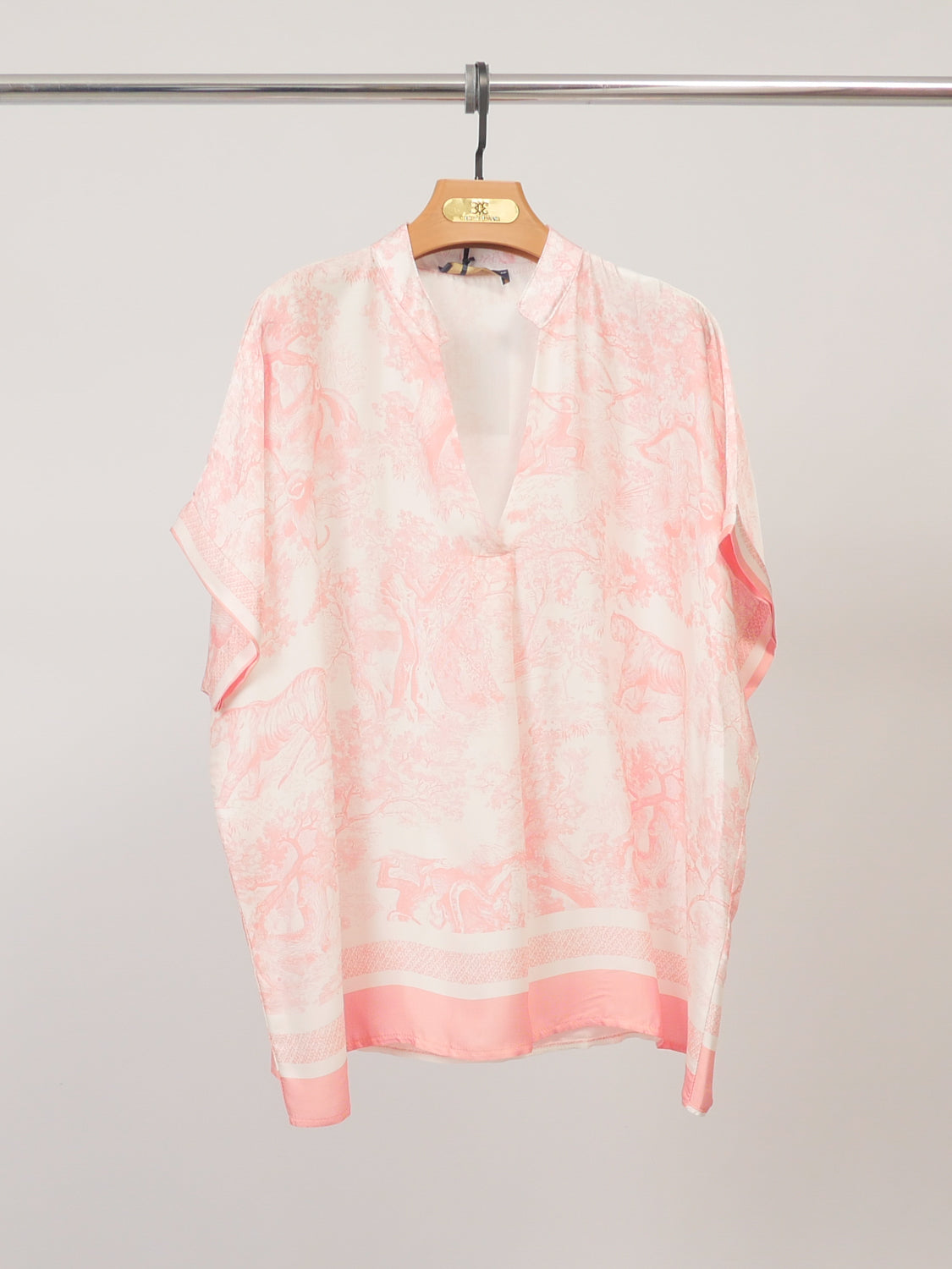 Blouse satinée toile de jouy fluide manches courtes kd7585vs 6