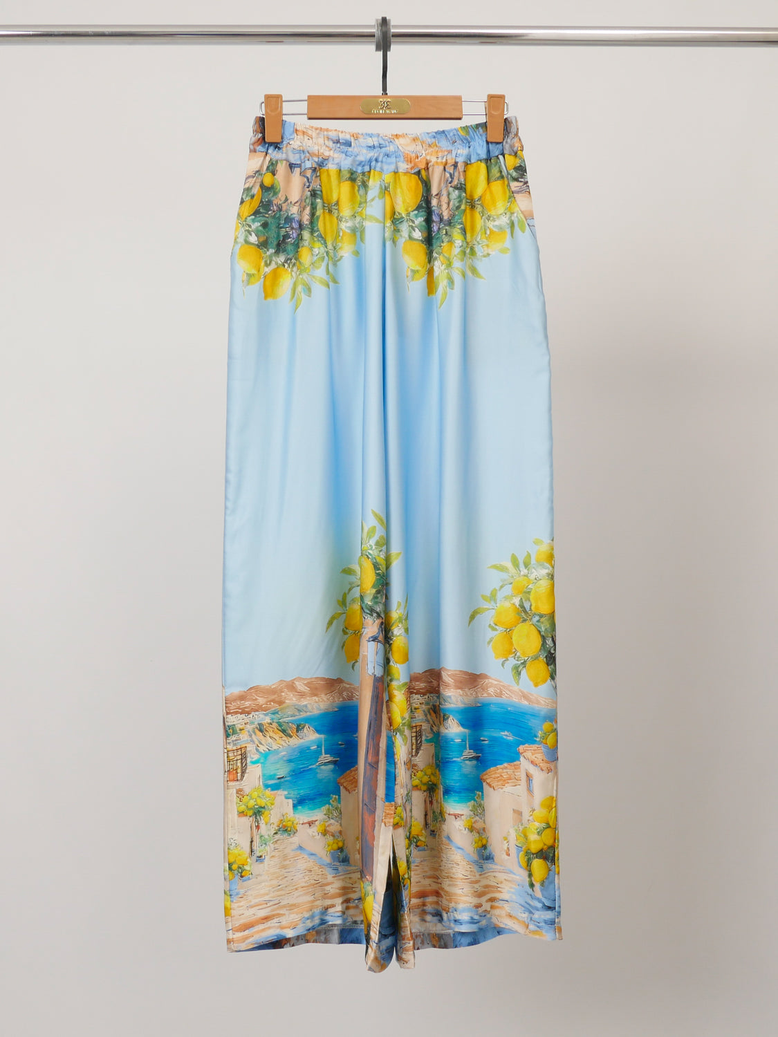 Pantalon large satiné imprimé, taille élastiquée kd6637vs 36