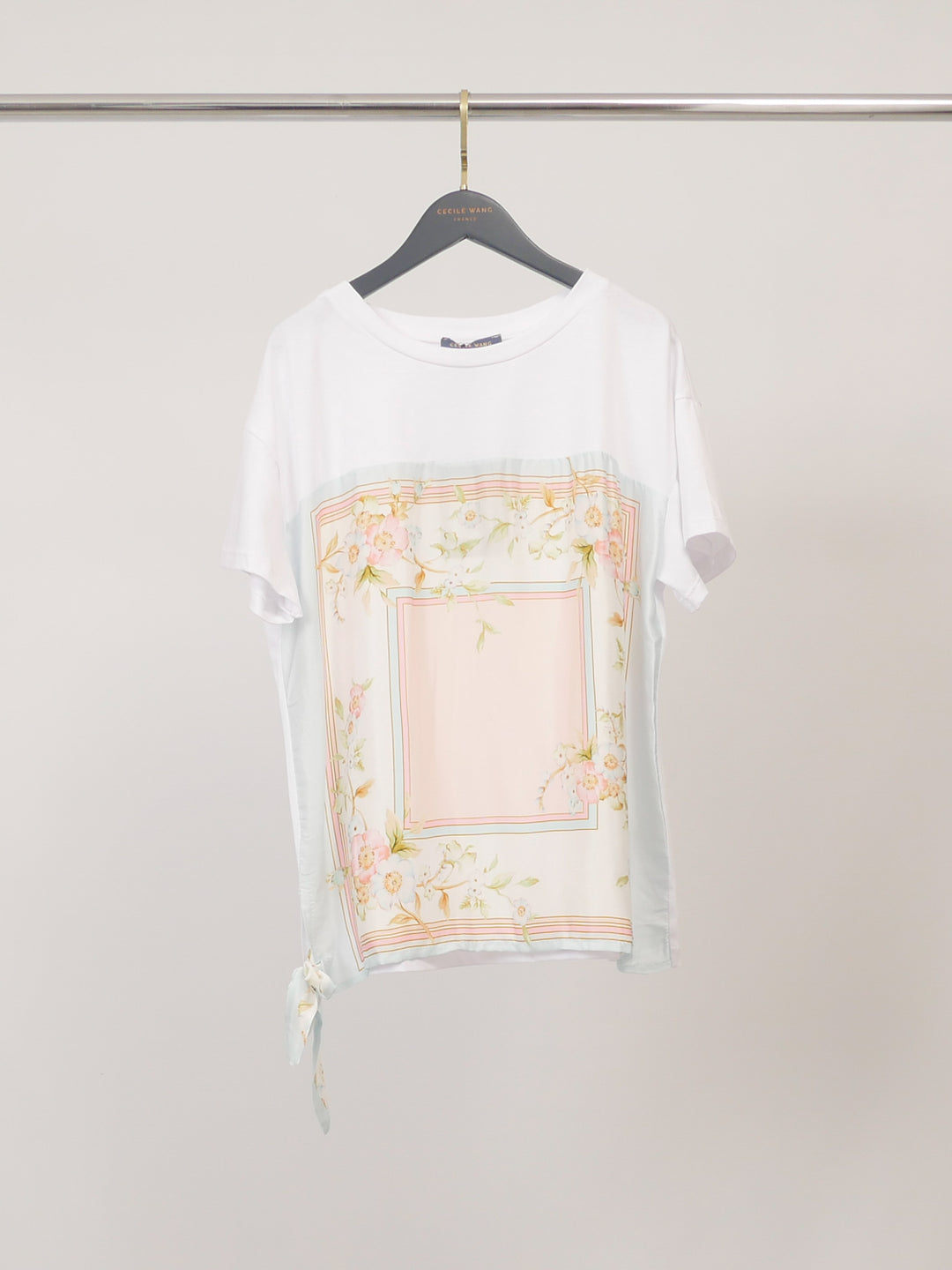T-shirt coton à panneau foulard fleuri KD8828-25