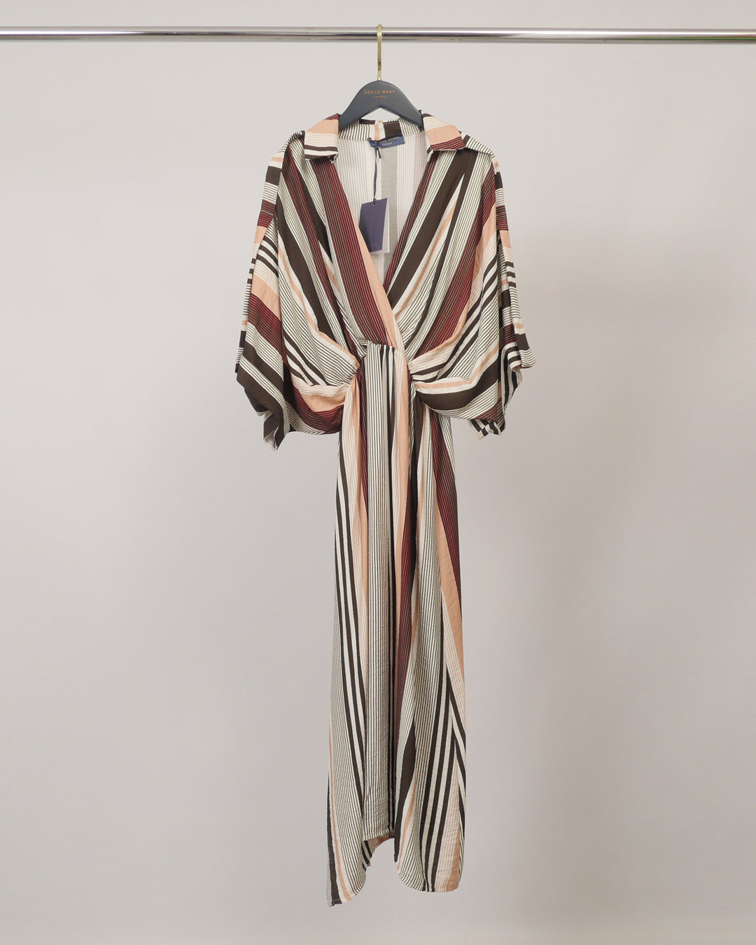Robe fluide rayée à décolleté croisé TDM33926-30