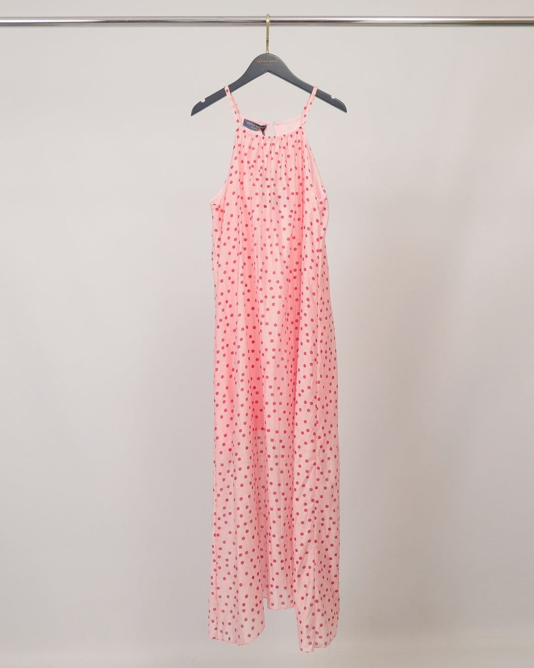 Robe longue fluide en lyocell et lin à pois TDMK513-13
