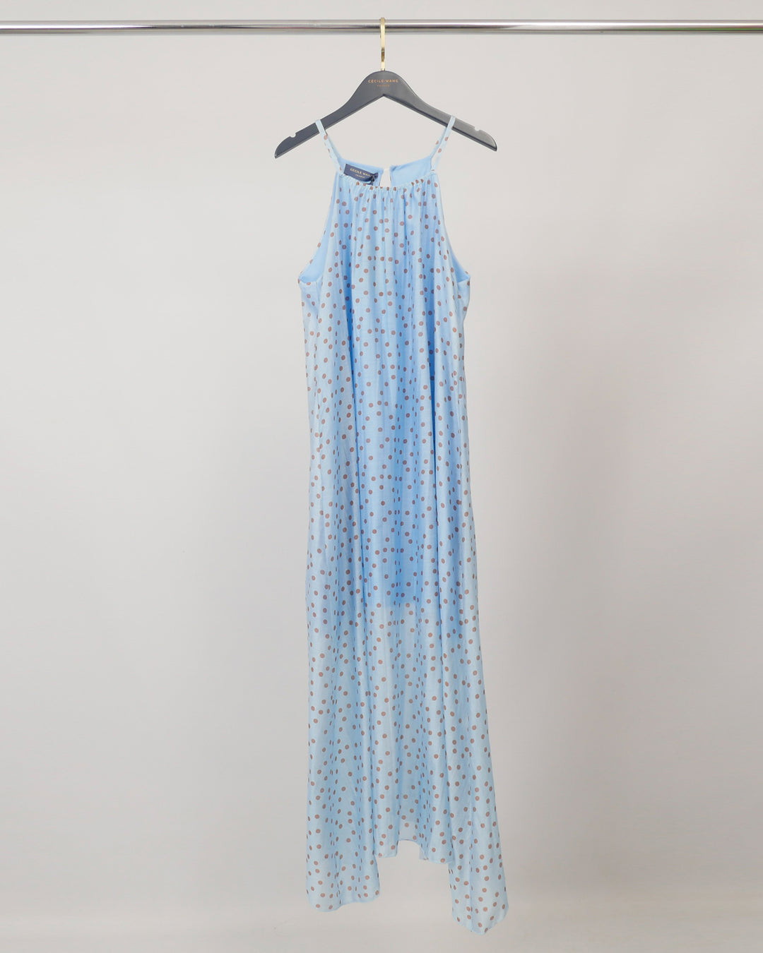 Robe longue fluide en lyocell et lin à pois TDMK513-13