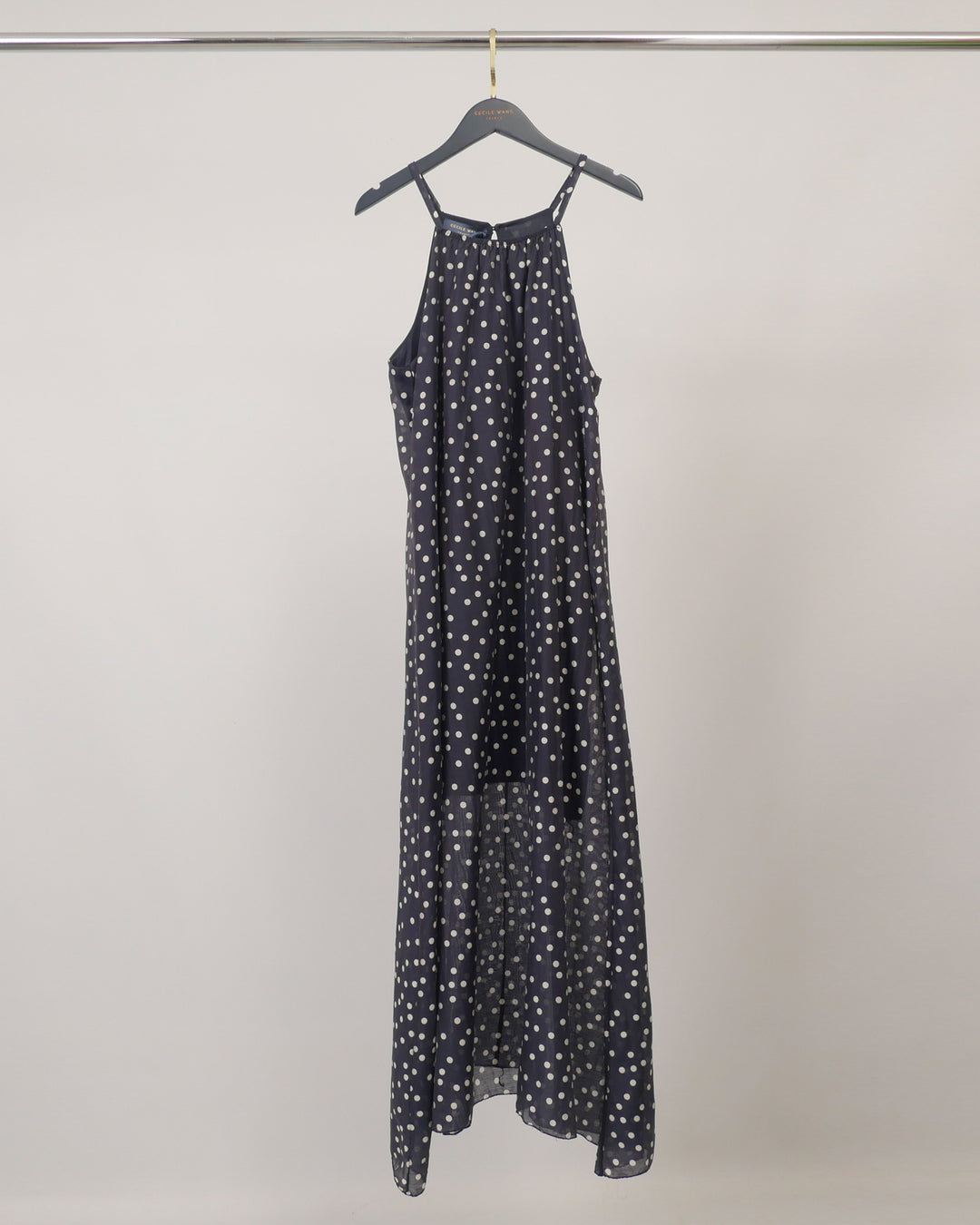 Robe longue fluide en lyocell et lin à pois TDMK513-13