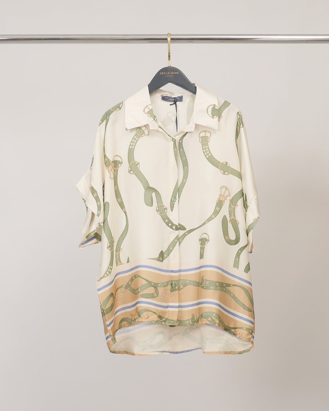 Chemise fluide imprimée à manches courtes KD9175VS-1