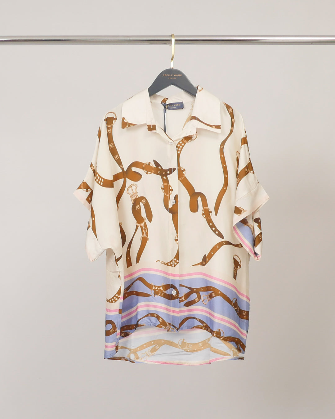 Chemise fluide imprimée à manches courtes KD9175VS-1