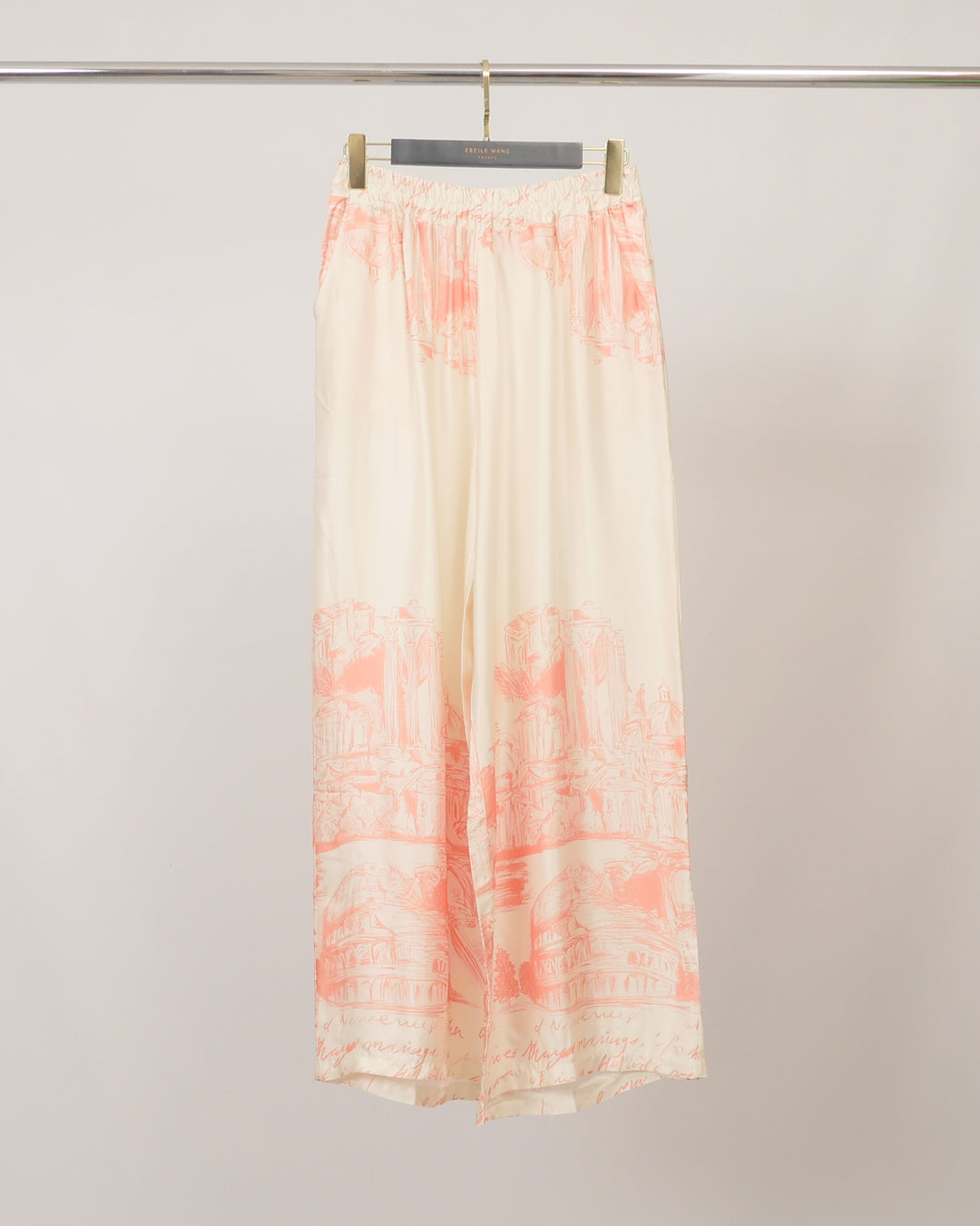 Pantalon satiné fluide à imprimé paysage KD6637VS-38