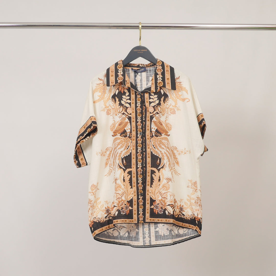 Chemise en coton imprimé à manches courtes KD9119CL-1