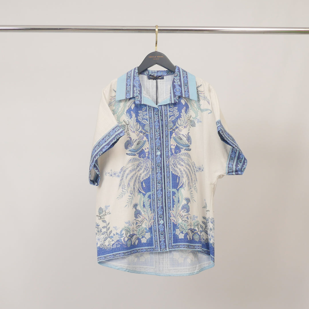 Chemise en coton imprimé à manches courtes KD9119CL-1