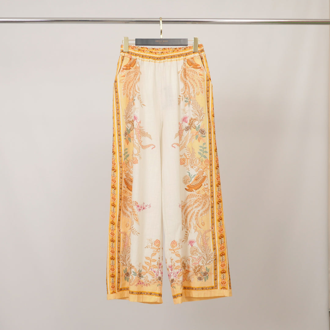 Pantalon en coton imprimé à taille élastiquée KD9099CL-1