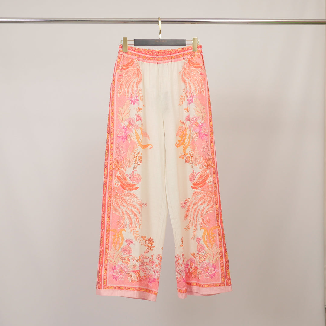 Pantalon en coton imprimé à taille élastiquée KD9099CL-1