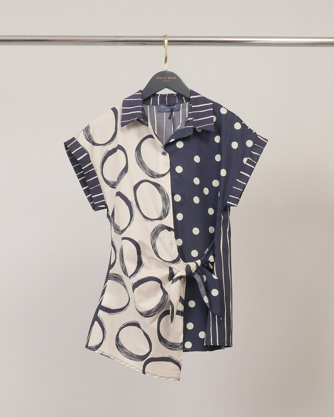 Chemise légère imprimée à nœud côté TDM17824-4