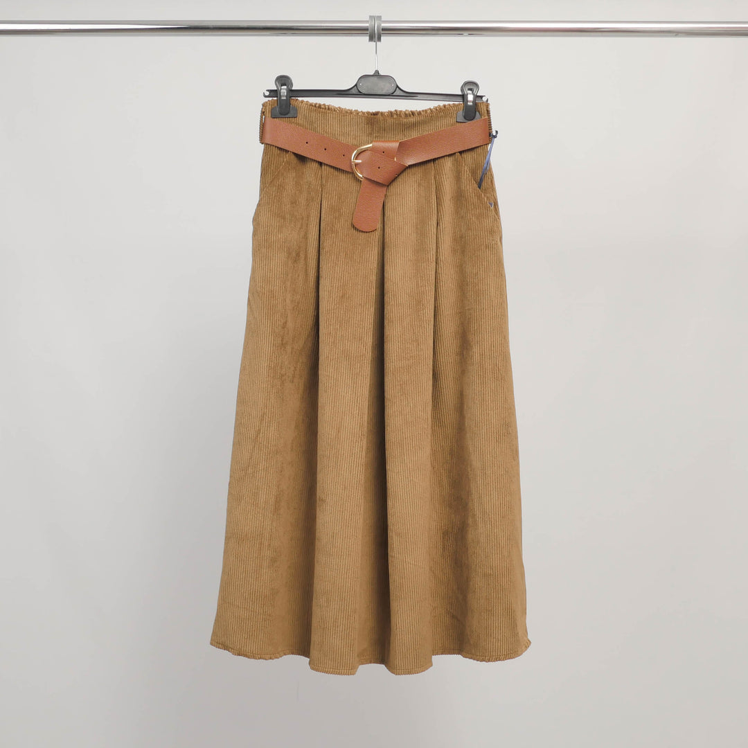 Corduroy Belted Skirt TDM52123-7