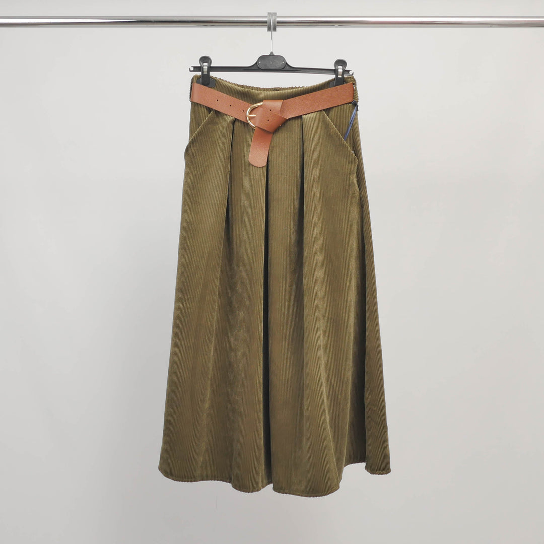 Corduroy Belted Skirt TDM52123-7