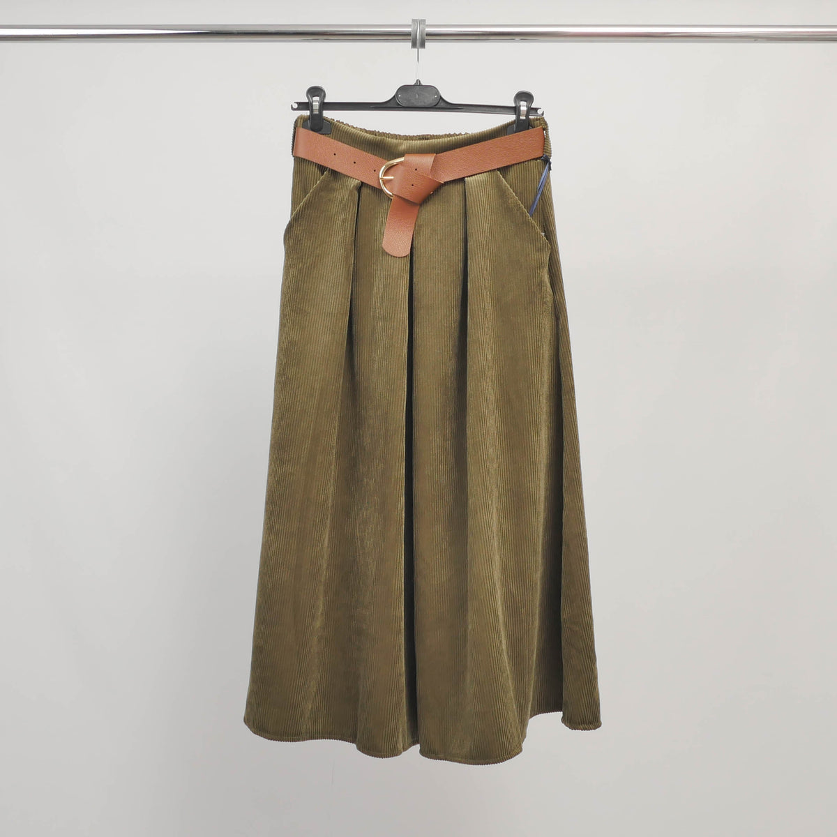 Corduroy belted skirt tdm52123 7