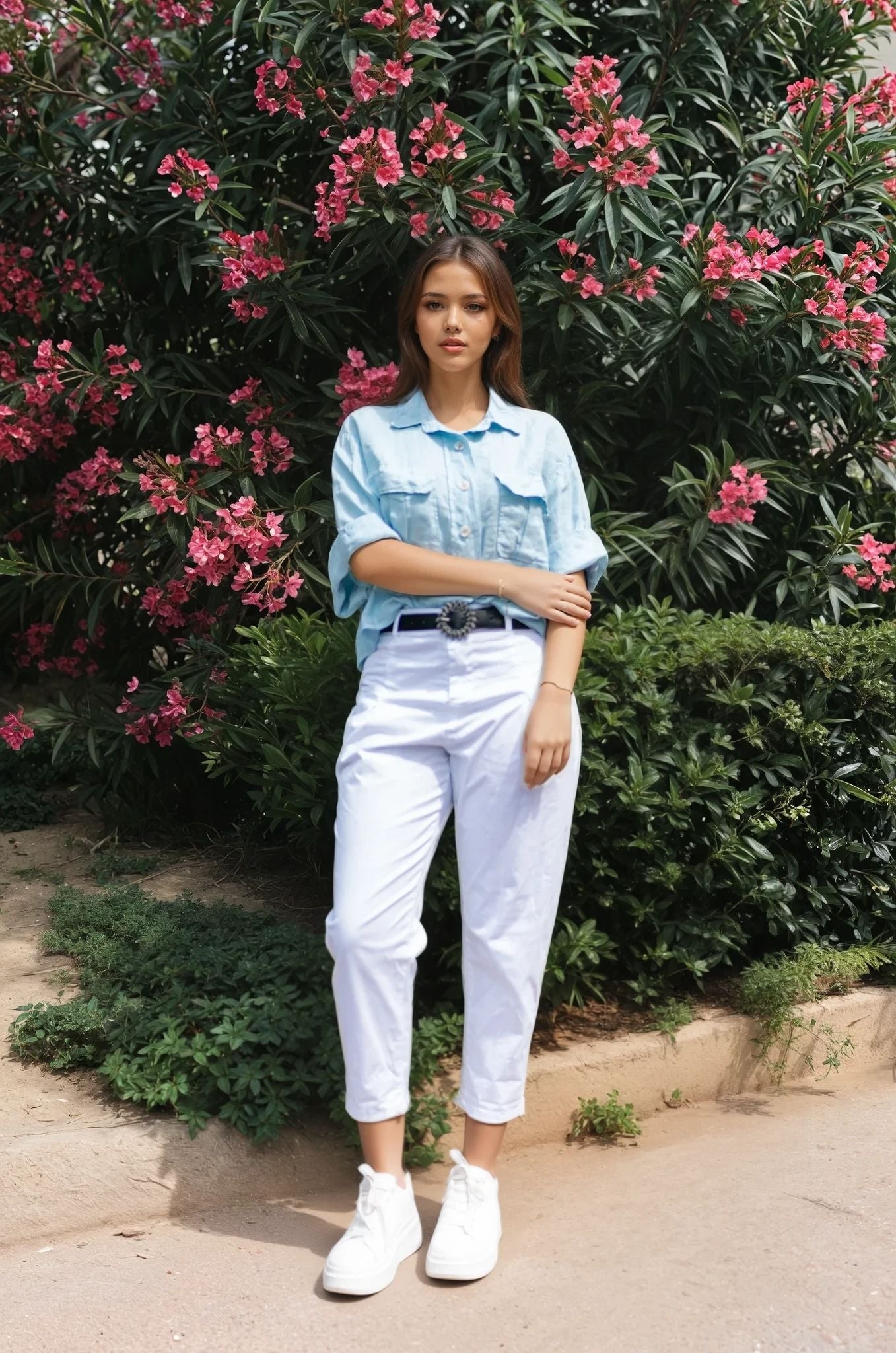 Pantalon paperbag à pinces avec ceinture bijou - CVA824645-2